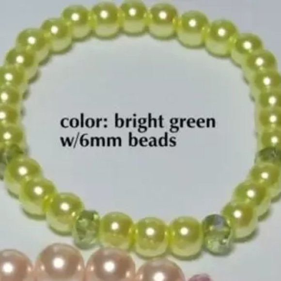 Faux Pearl Bracelet on stretchy cord with sparkly crystals  - Choice! - Picture 5 of 6